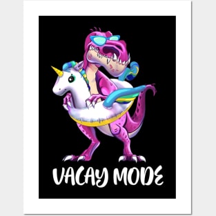 Vacay Mode Dinosaur Unicorn Float Family Summer Vacation Posters and Art